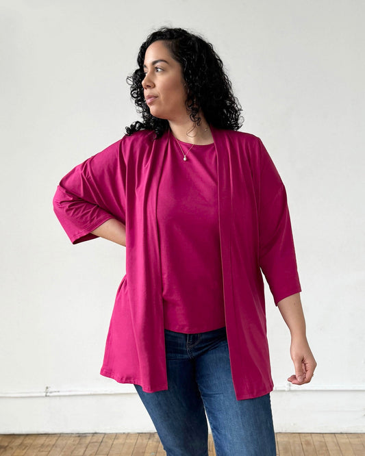 EVANA cardigan in Garnet Pink