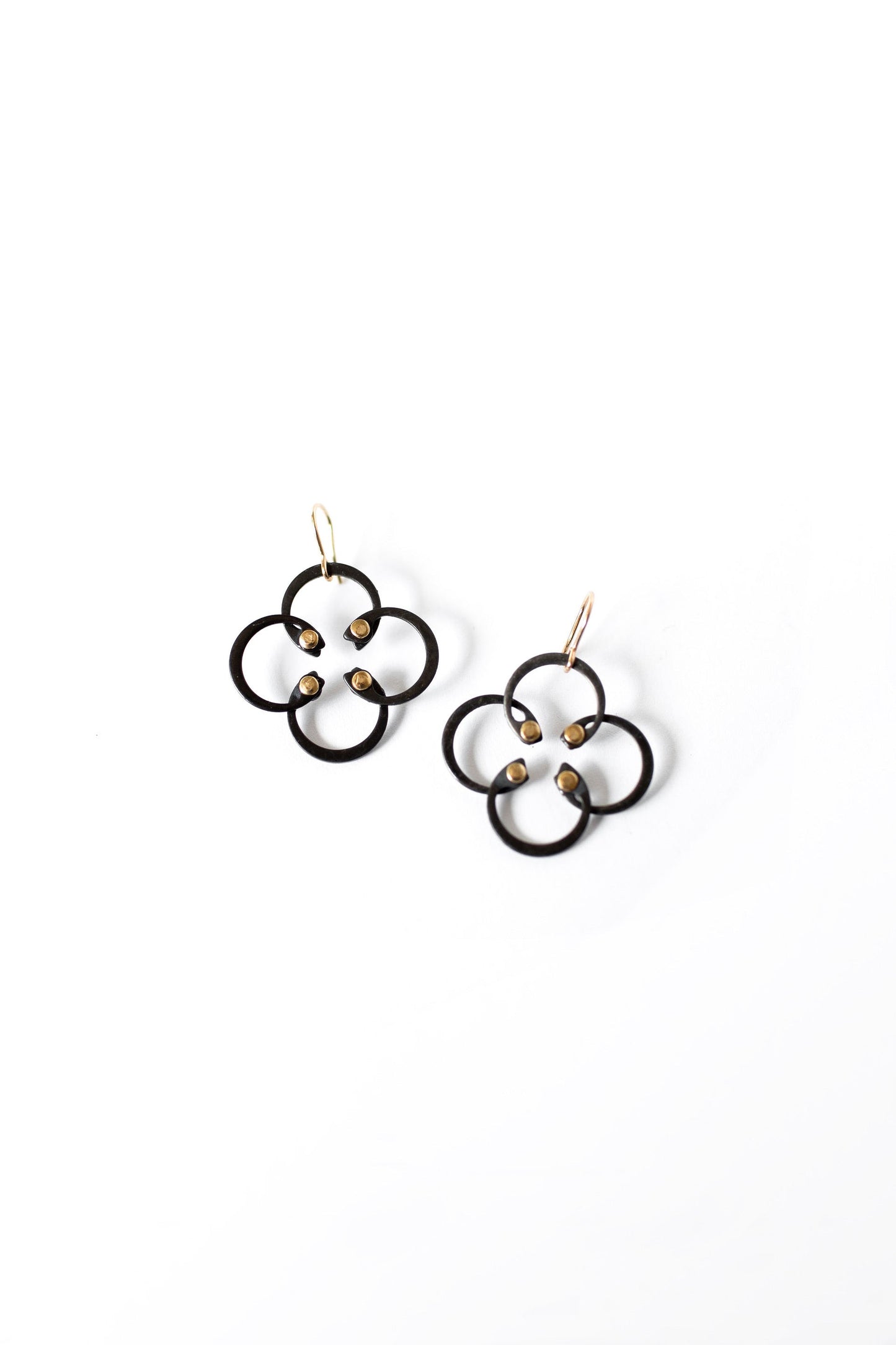 Mini Earrings | Repurposed Auto Retaining Rings & Brass Rivets | Gold Plated Ear Wire