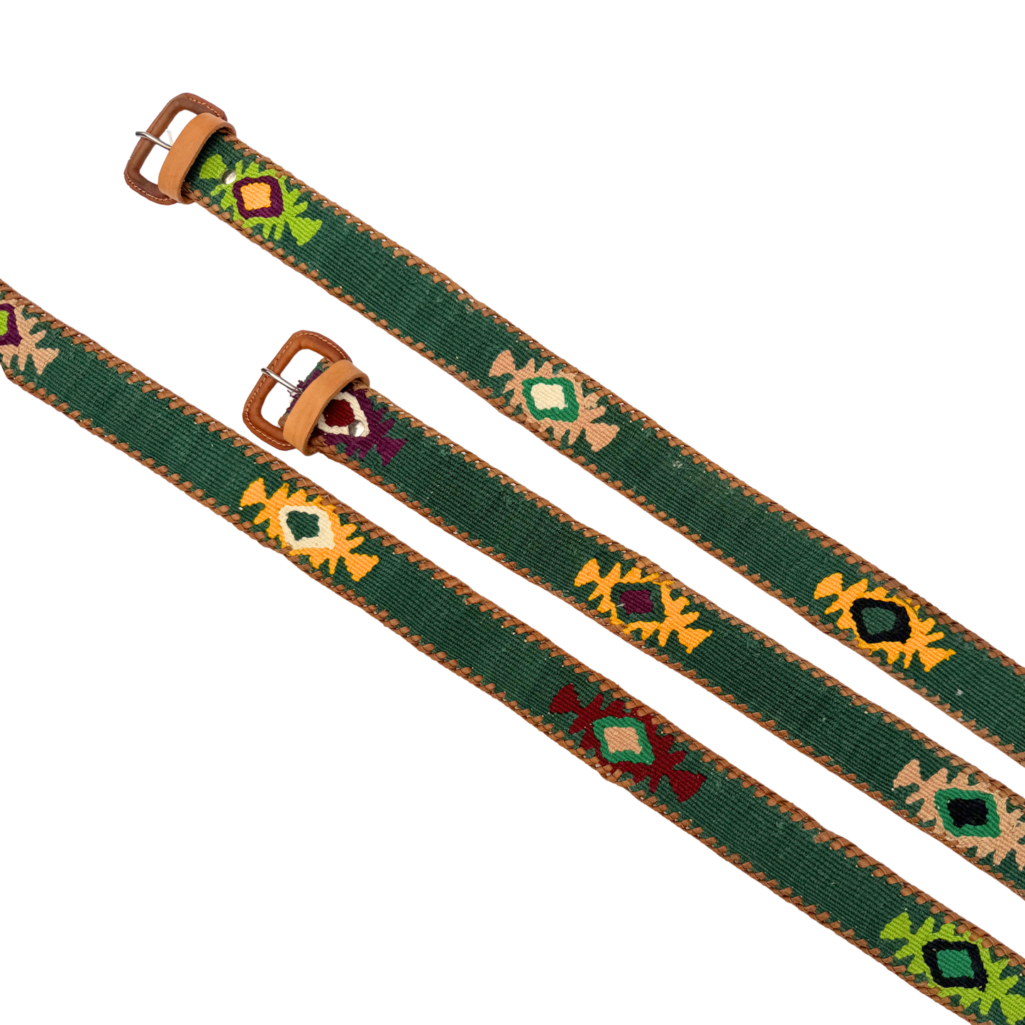 Forest Green Handwoven Guatemalan Whip-Stitched Belt