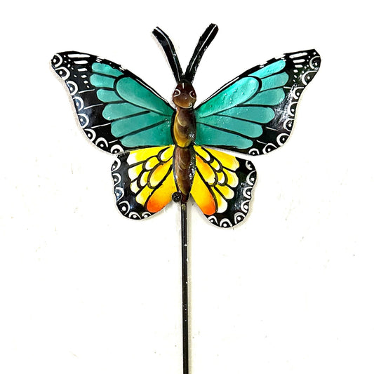 Turquoise/ Yellow Butterfly Garden Stake