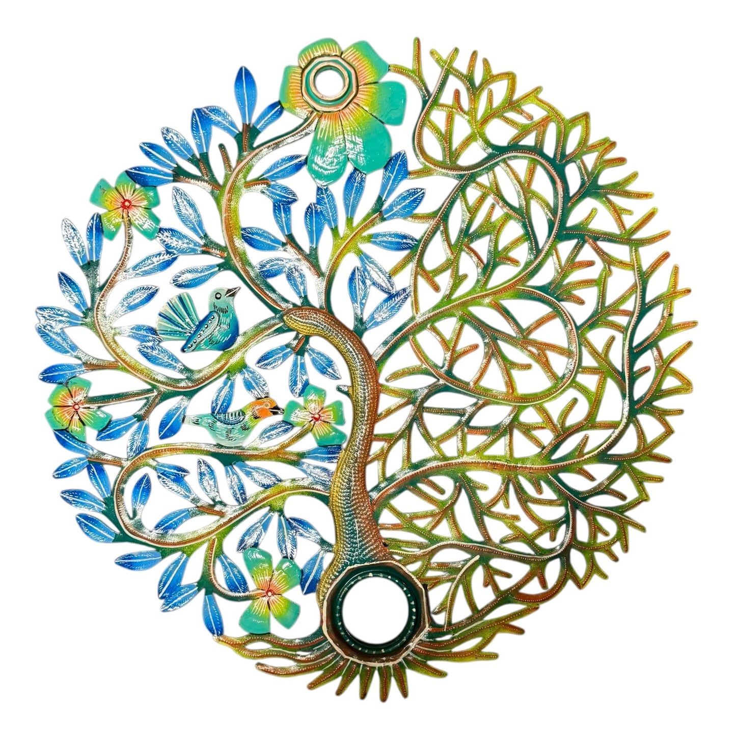 Oil Drum Top Tree- Blue/Green