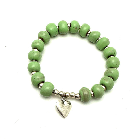 Heart Charm Bracelet- Mint Green