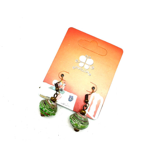 Cereal Box Bead Earrings- Green Hues
