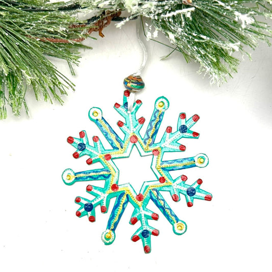 Turquoise Snowflake Ornament