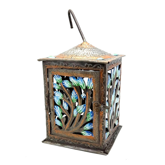 Painted Tree of Life Hanging Lantern
