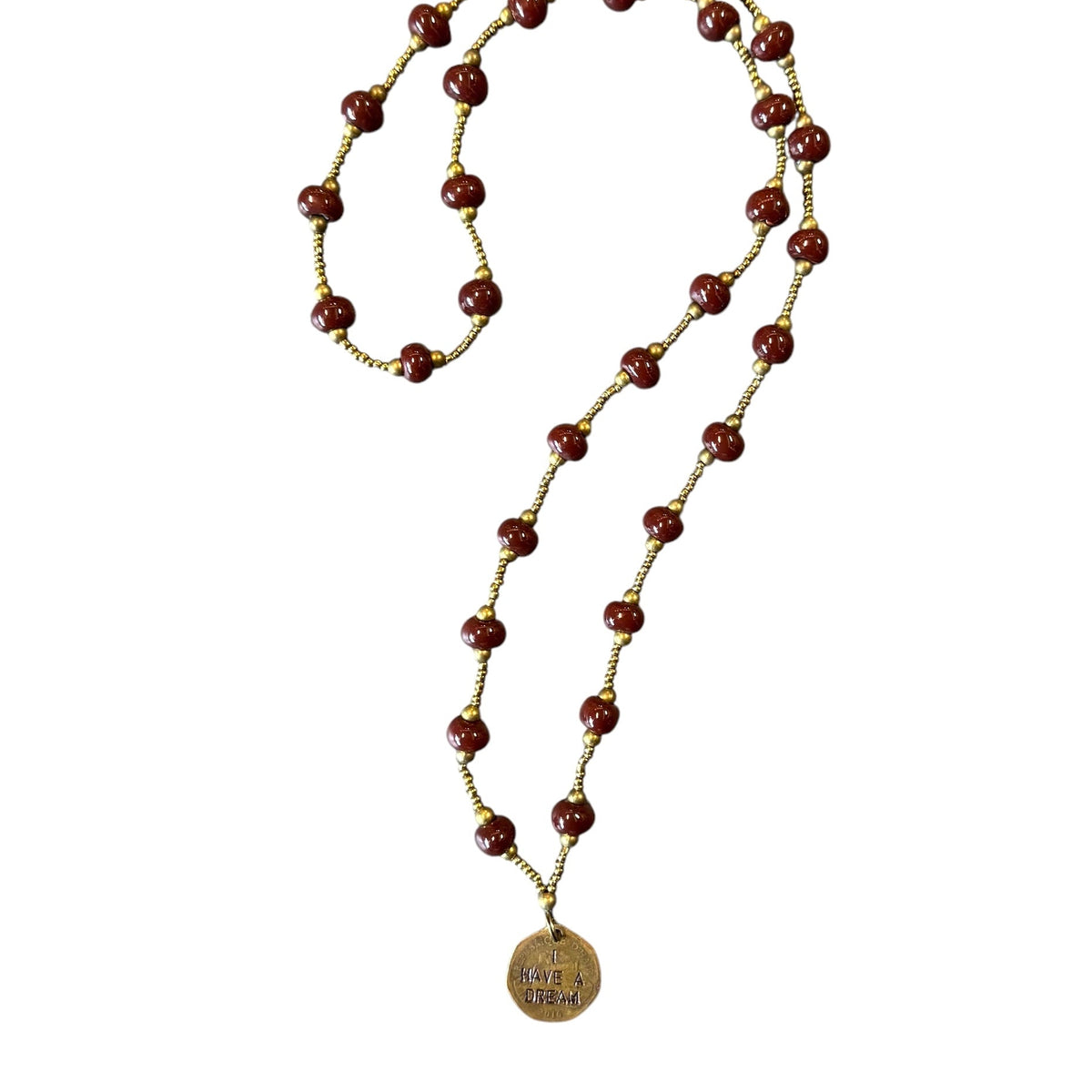 I Have A Dream Coin Necklace- Dark Burgundy