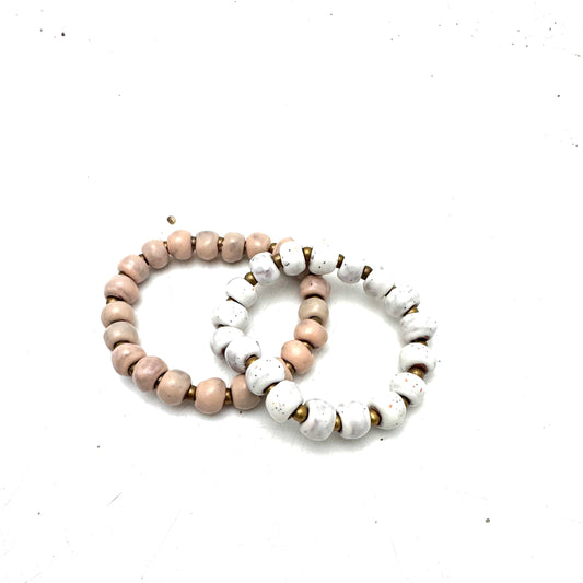 Beige and White Bracelet Set