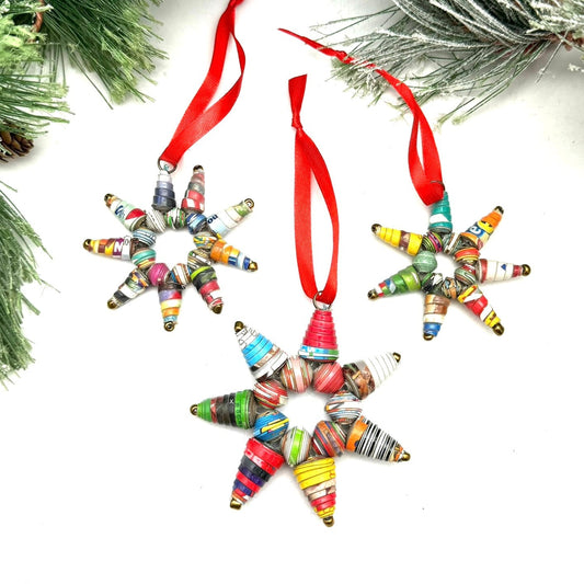 Leo’s Stars: Cereal Box Bead Ornament (Set of 3)