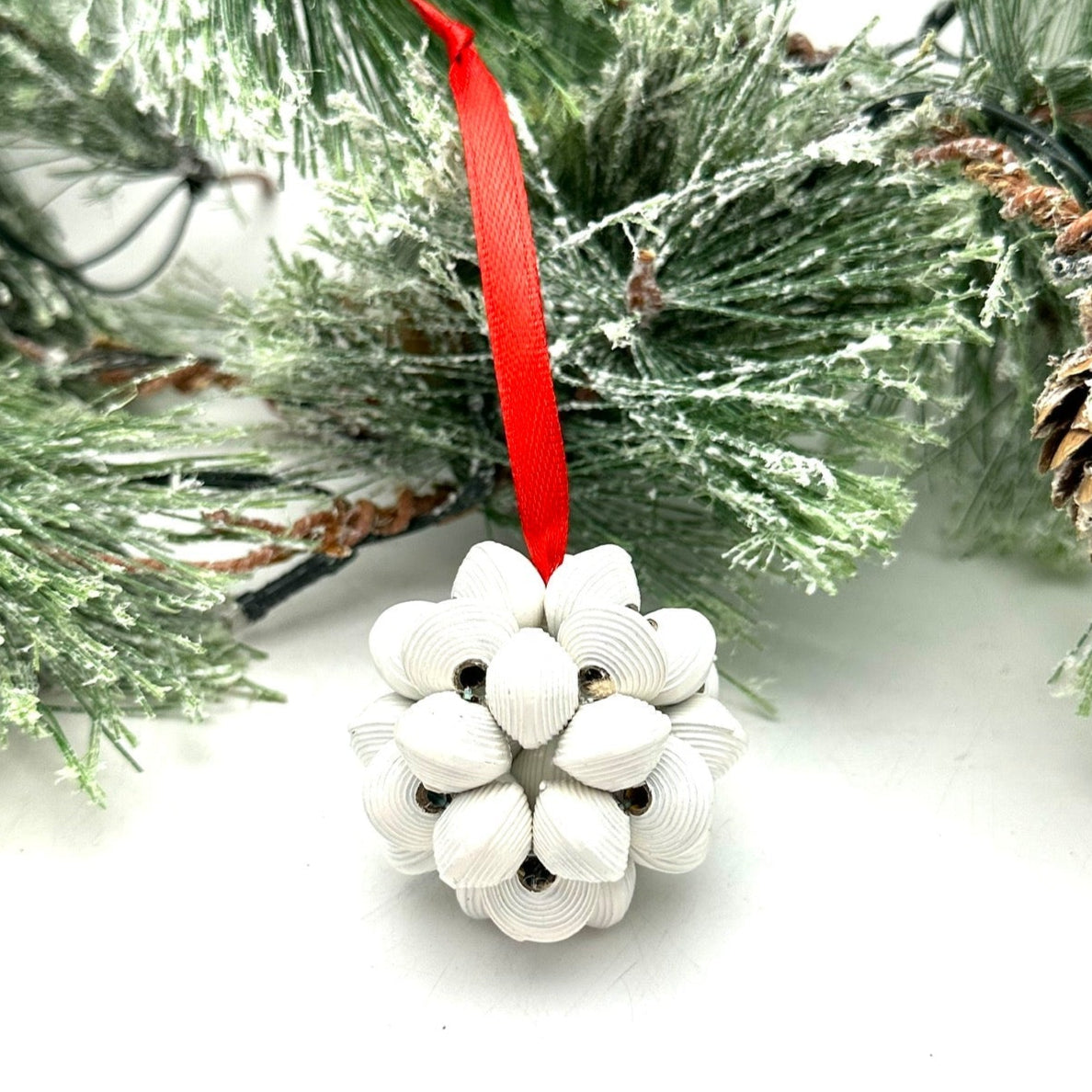 Cereal Box Bead Popcorn Ornament- Bright White