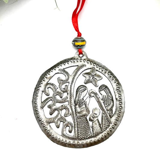 Sweet and Simple Round Nativity Ornament