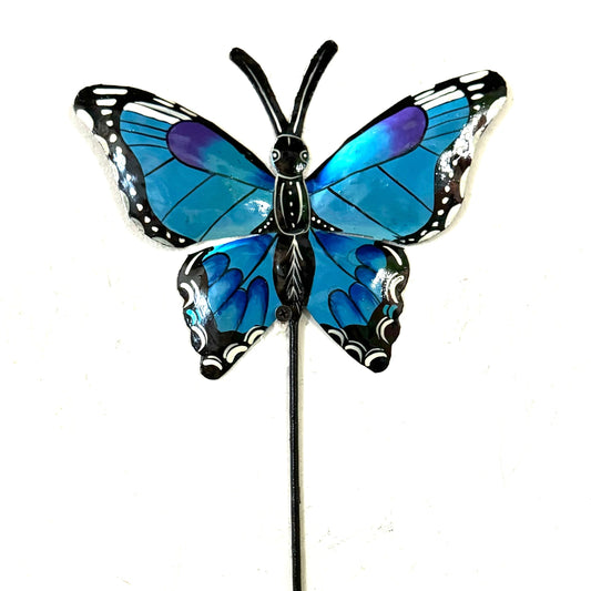 Blue Purple Butterfly Garden Stake