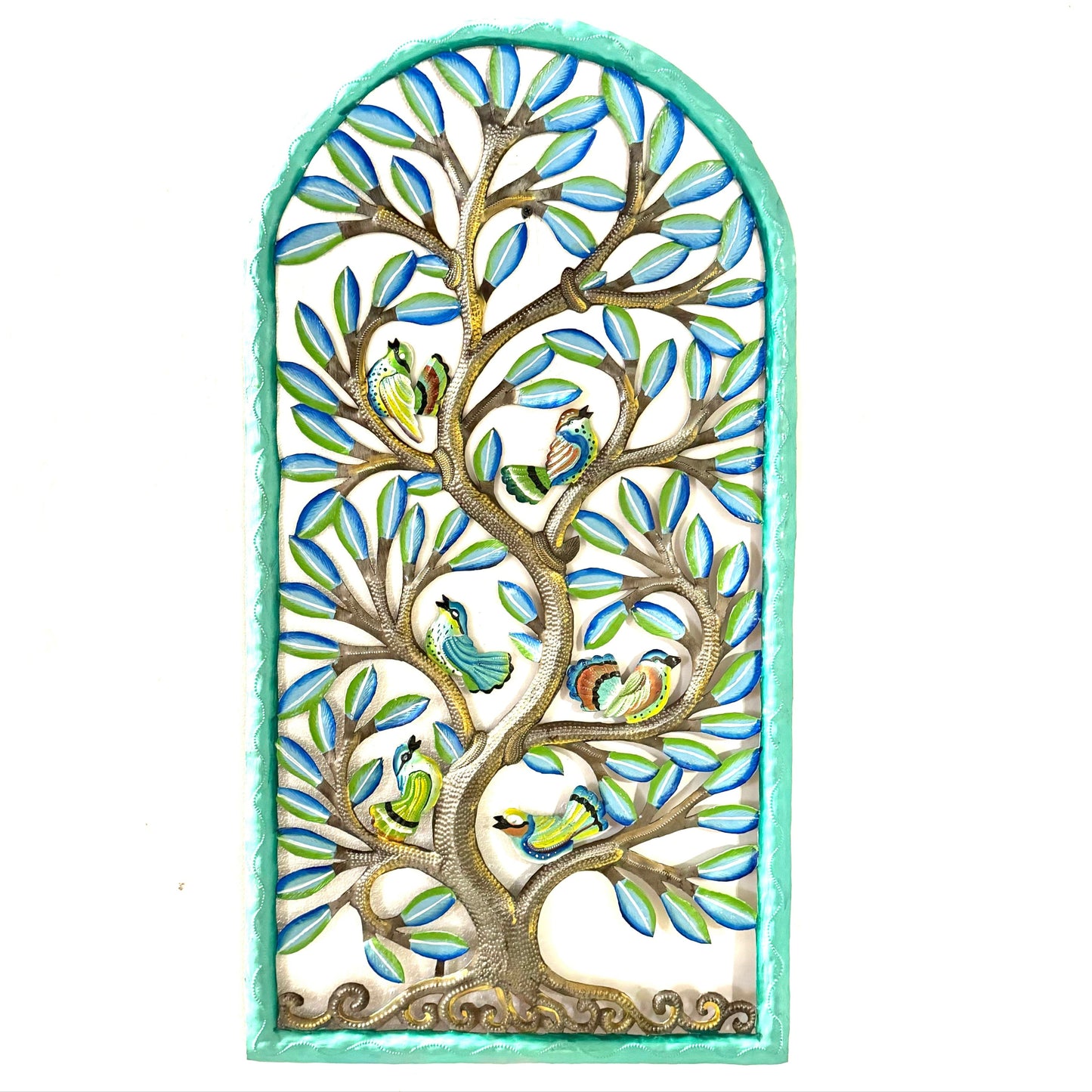 Jumbo Arch Tree of Life with Birds- Turquoise