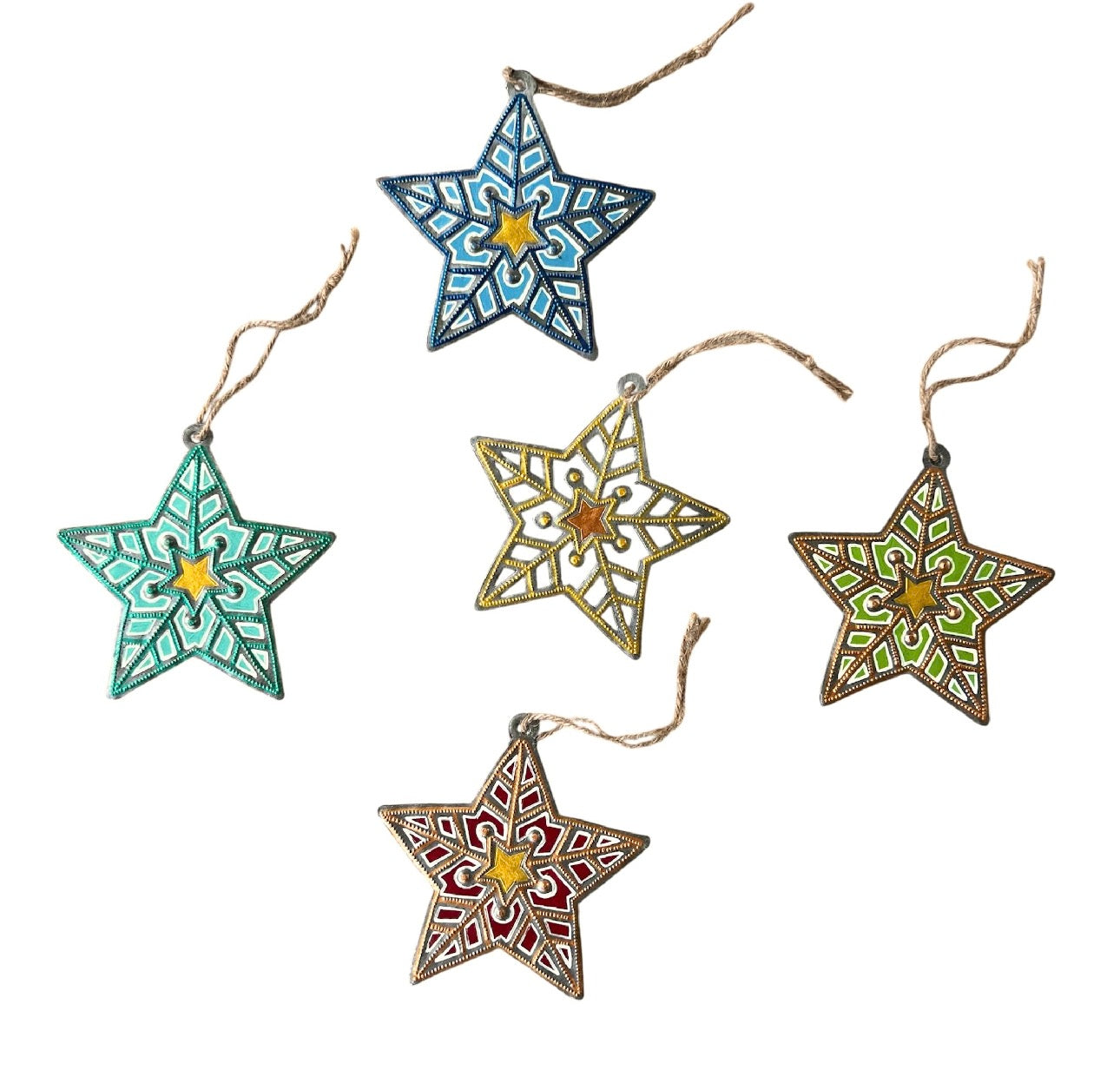 Painted Star Ornament Set of 5