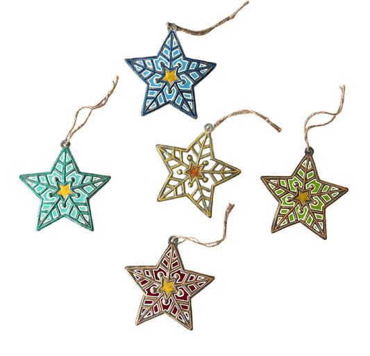 Painted Star Ornament Set of 5