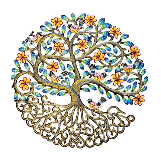 Yellow Red Birds and Daisies Tree of Life