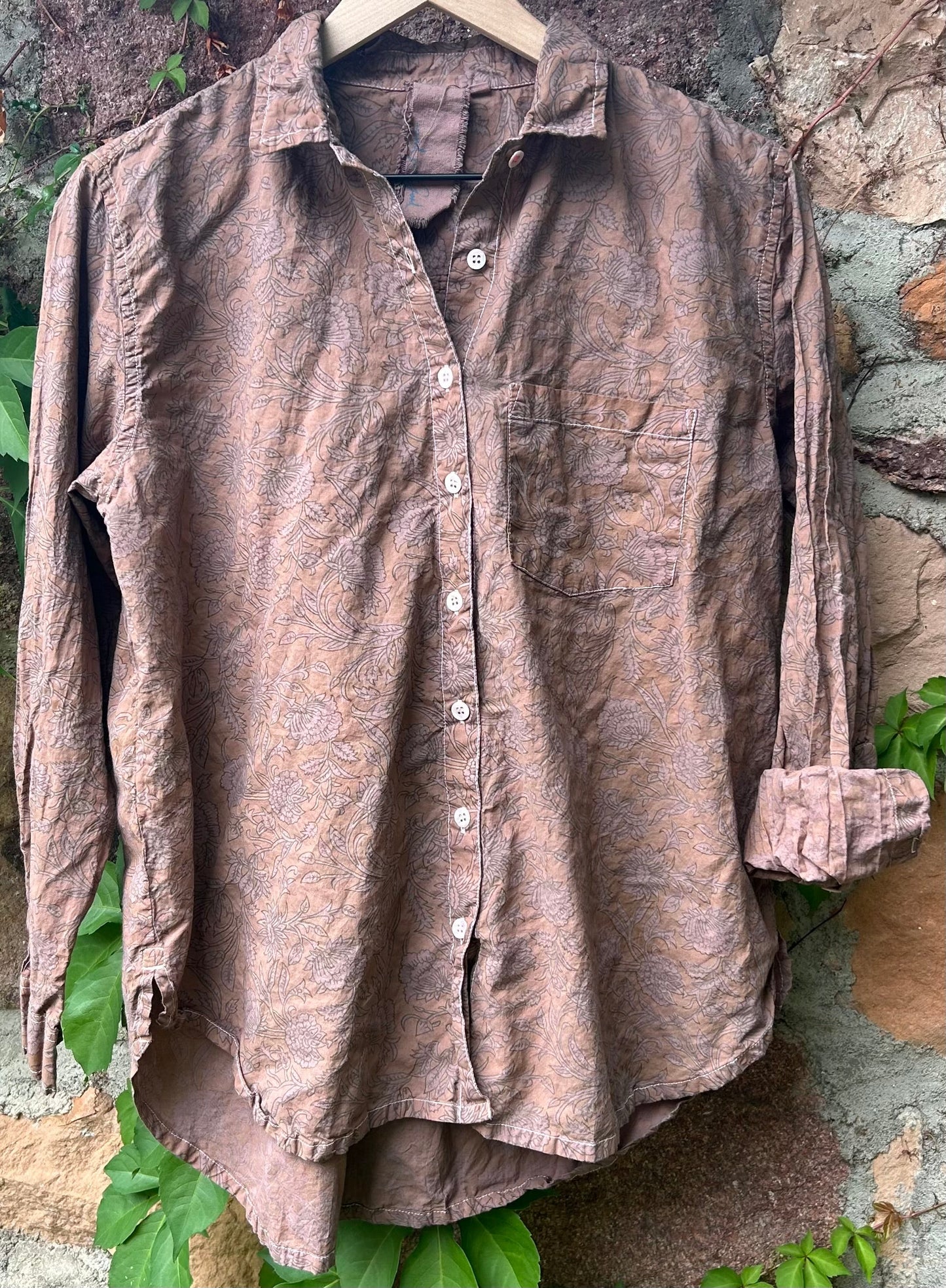 Good Boyfriend Shirt - Floral Escape Dark Chocolate Overdye