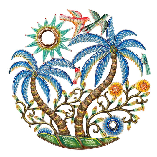Turquoise Palm Trees Oil Drum Top