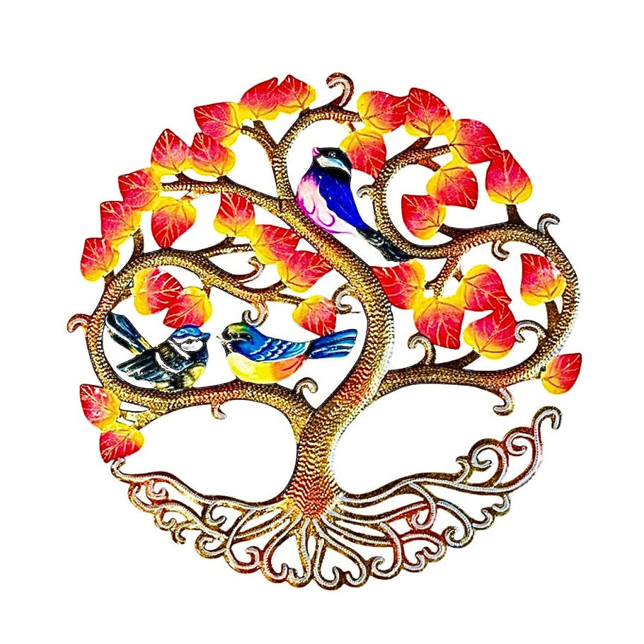 Medium Sunset Leaves and Birds Tree of Life