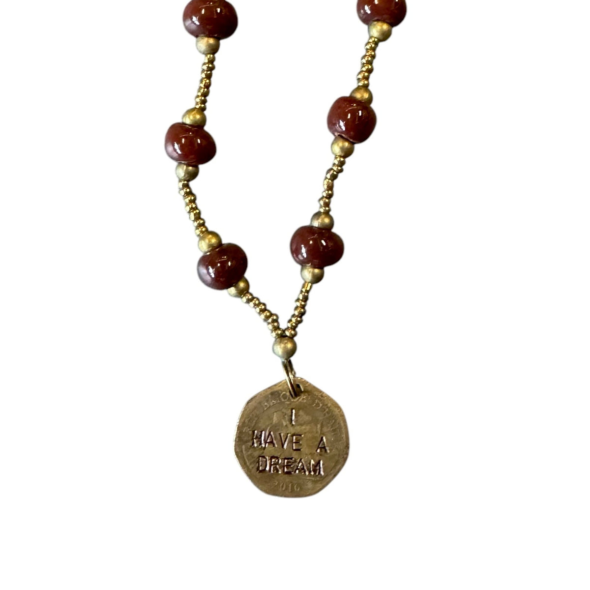 I Have A Dream Coin Necklace- Dark Burgundy