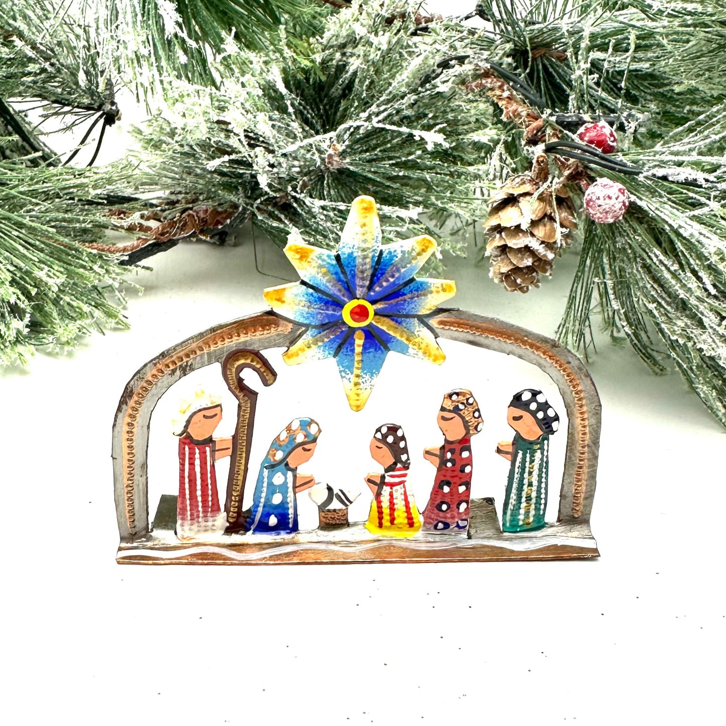 Painted Dome Mini Standing Nativity