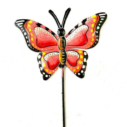 Coral Pink Butterfly Garden Stake