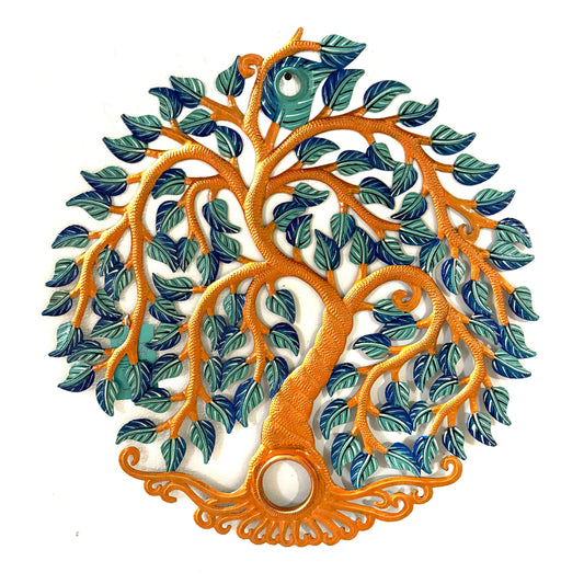 Bold Orange and Blue Tree Oil Drum Top