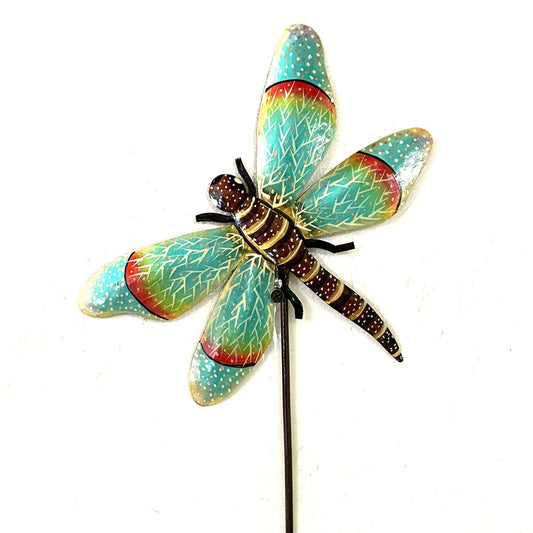 Sweet Turquoise/ Red Dragonfly Garden Stake