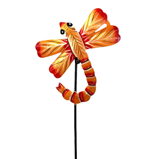 Little Orange Dragonfly Garden Stake