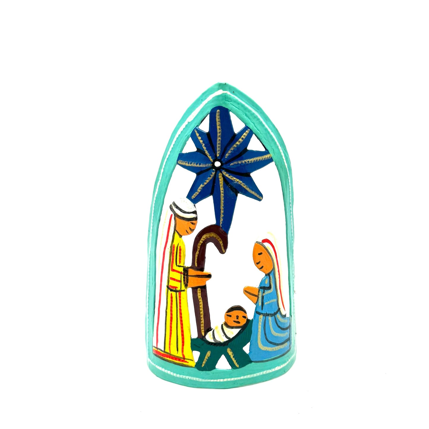 Pointed Standing Nativity- Turquoise