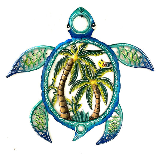 Palm Tree Sea Turtle Oil Drum Top