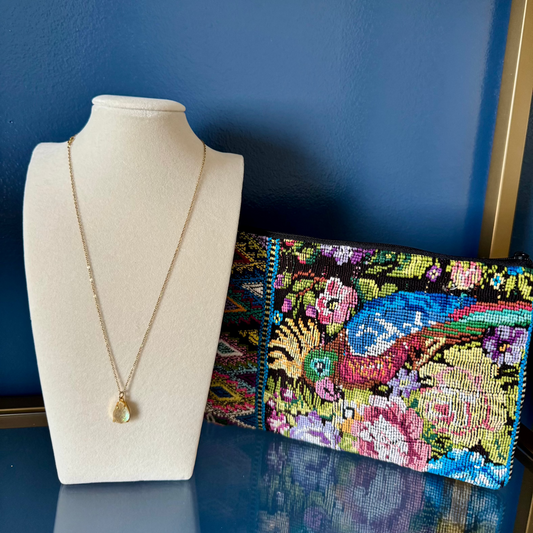 EXCLUSIVE Huipil Pouch and Gold Necklace