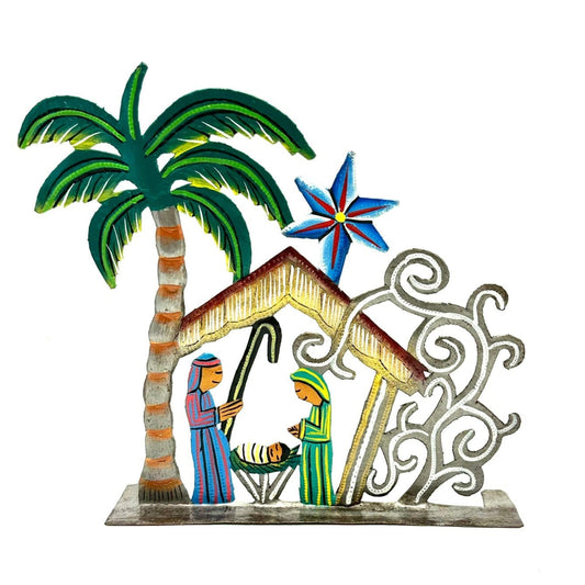 Palm Tree Painted Standing Nativity