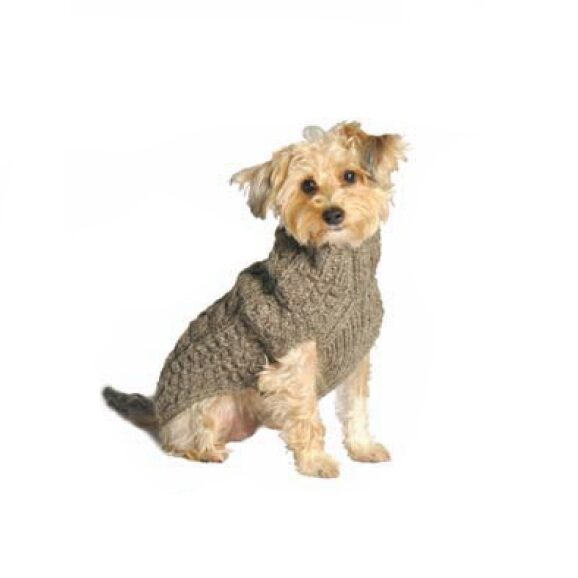 Gray Cable Knit Dog Sweater