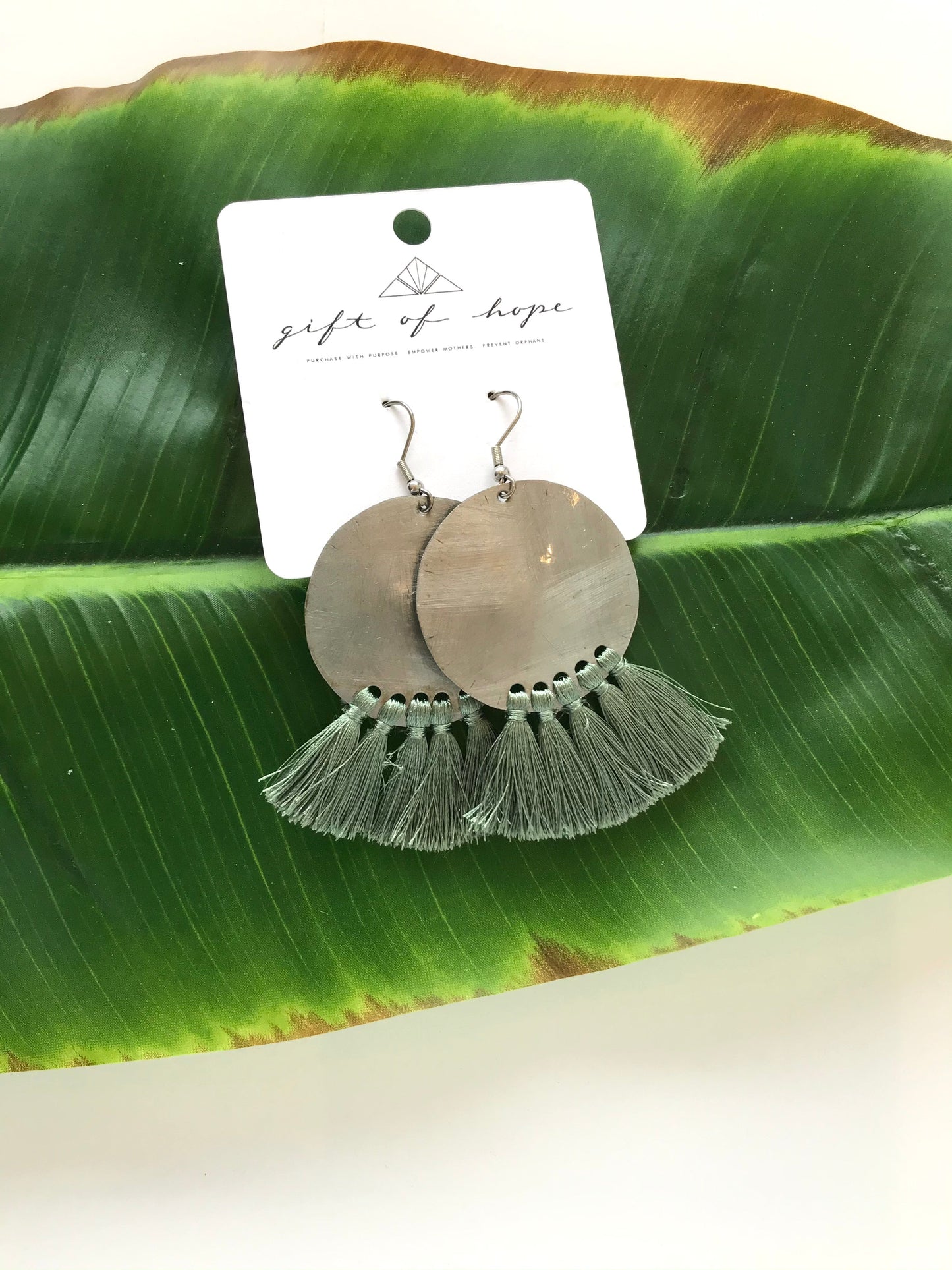 Bottle Cap Fan Tassel Earrings