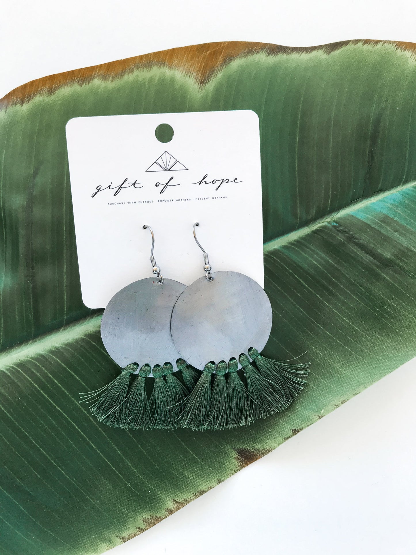 Bottle Cap Fan Tassel Earrings