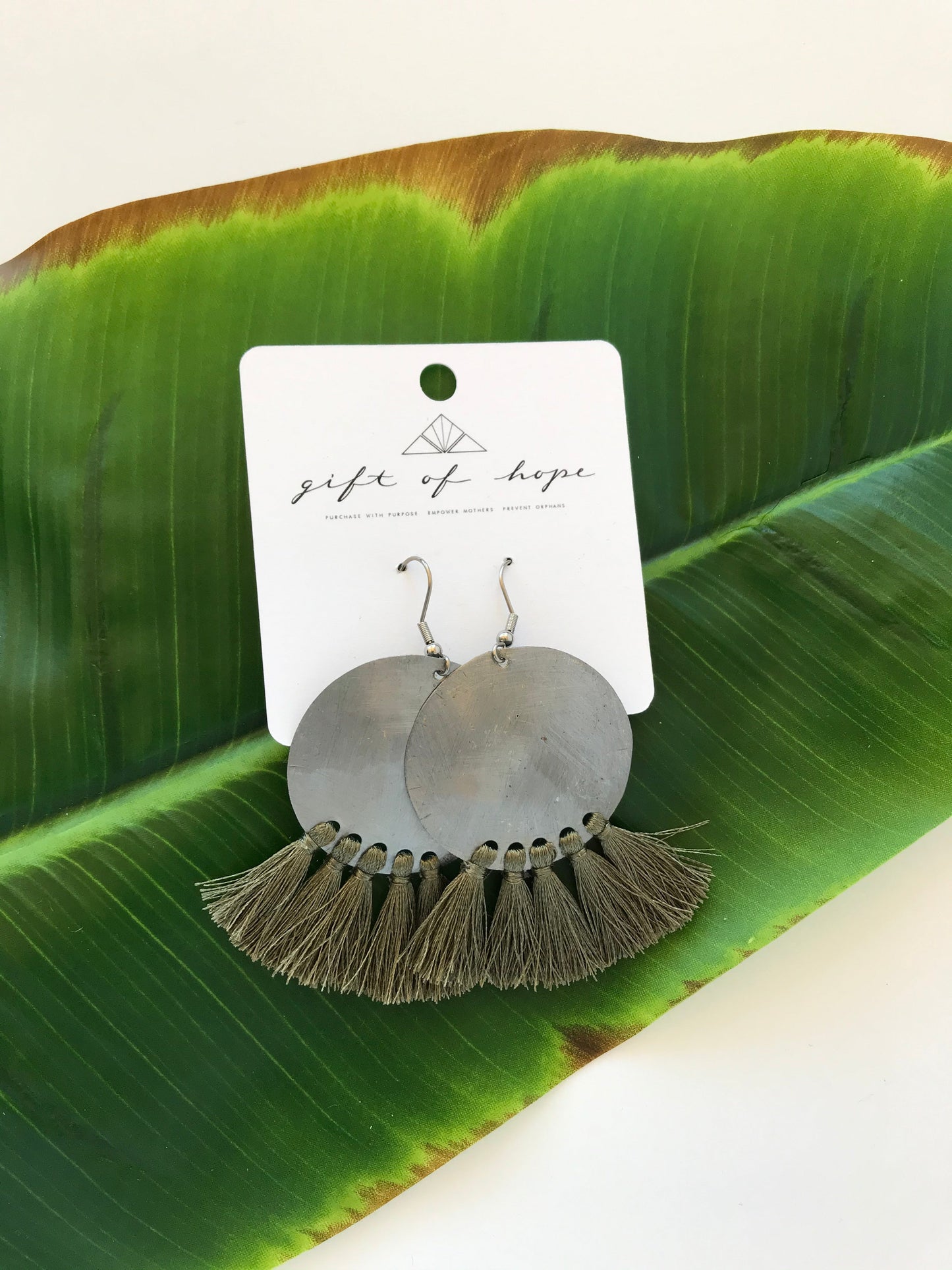 Bottle Cap Fan Tassel Earrings