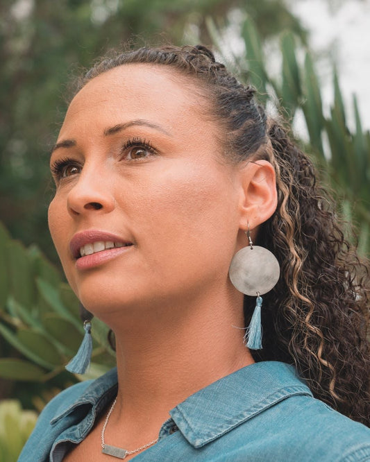 Bottle Cap Tassel Earrings