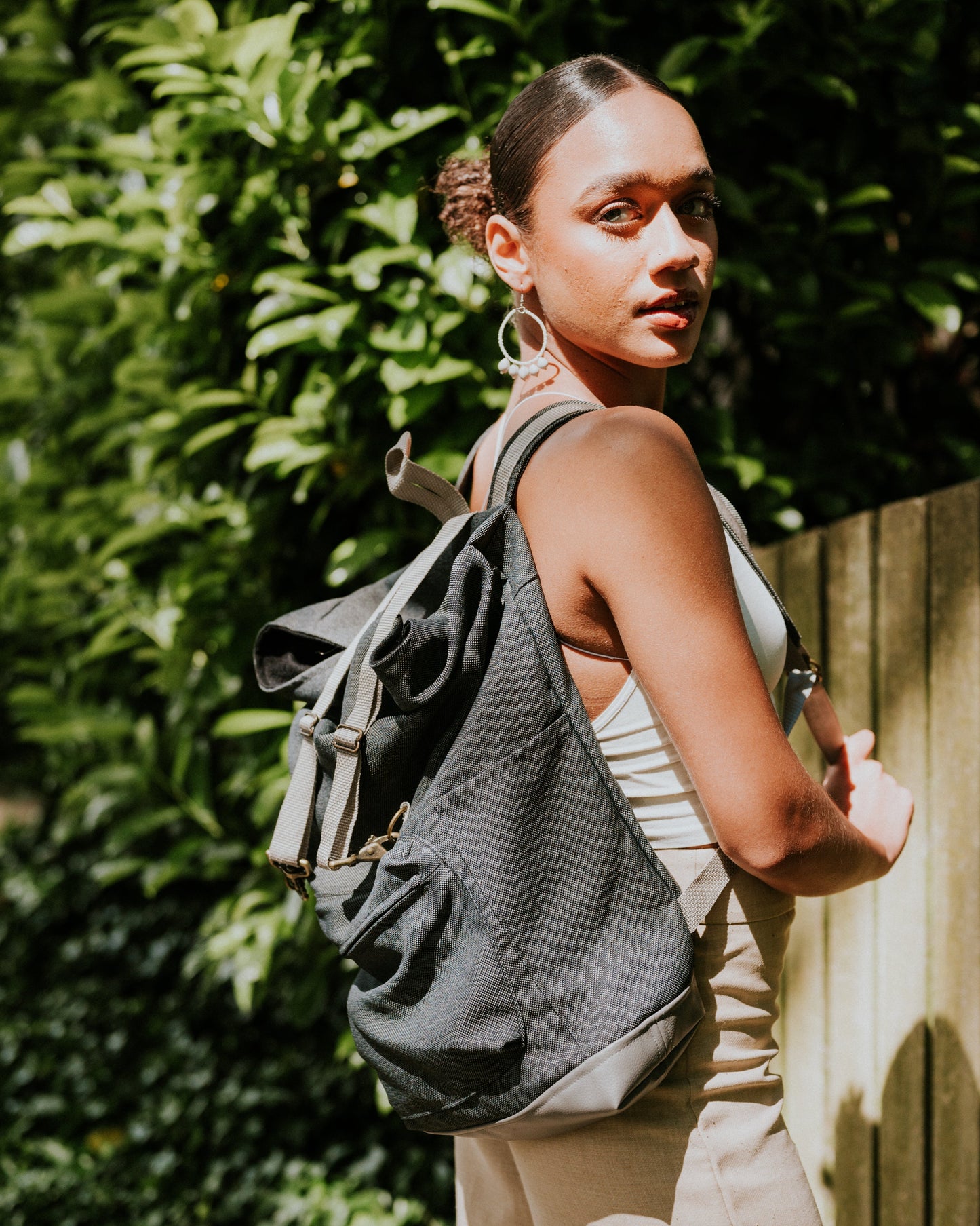 Fold-over Backpack - Vegan Leather Bottom