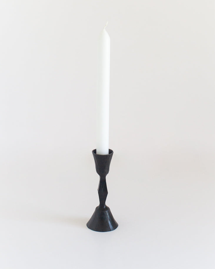 Low Diamond Hand-Forged Iron Candle Stand