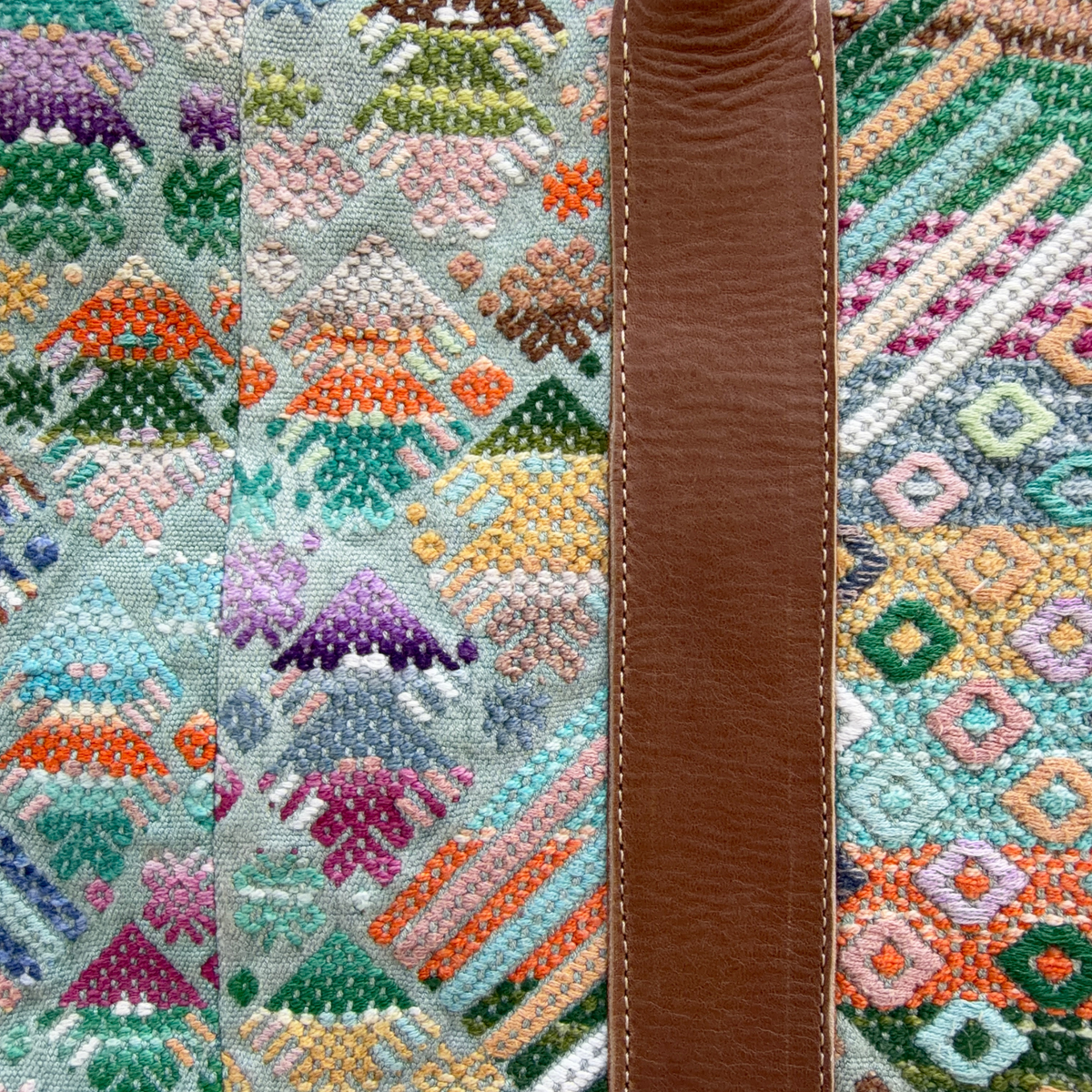 Handwoven Vintage Huipil Leather Tote - One of a Kind
