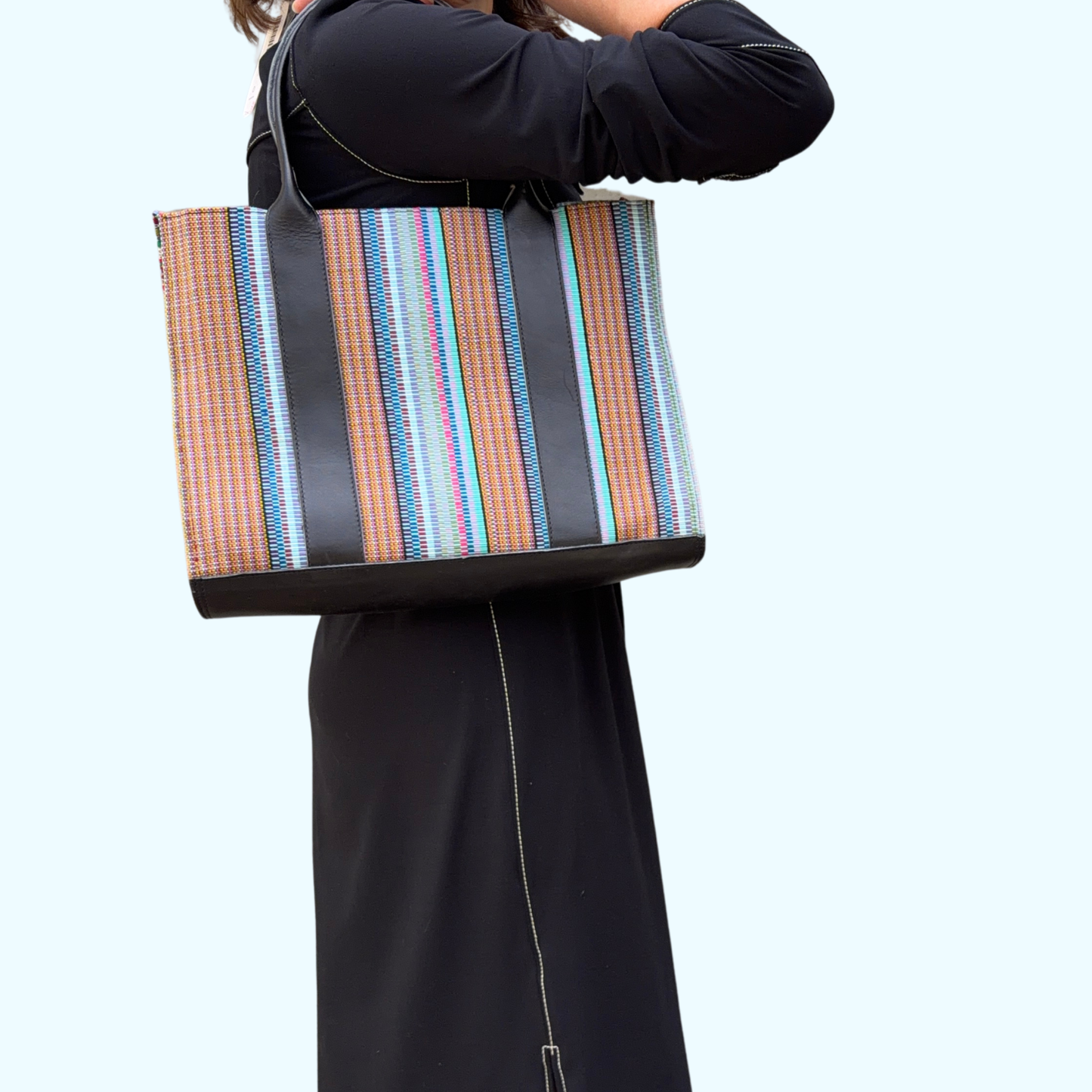 Handwoven Vintage Huipil Leather Tote and Crossbody