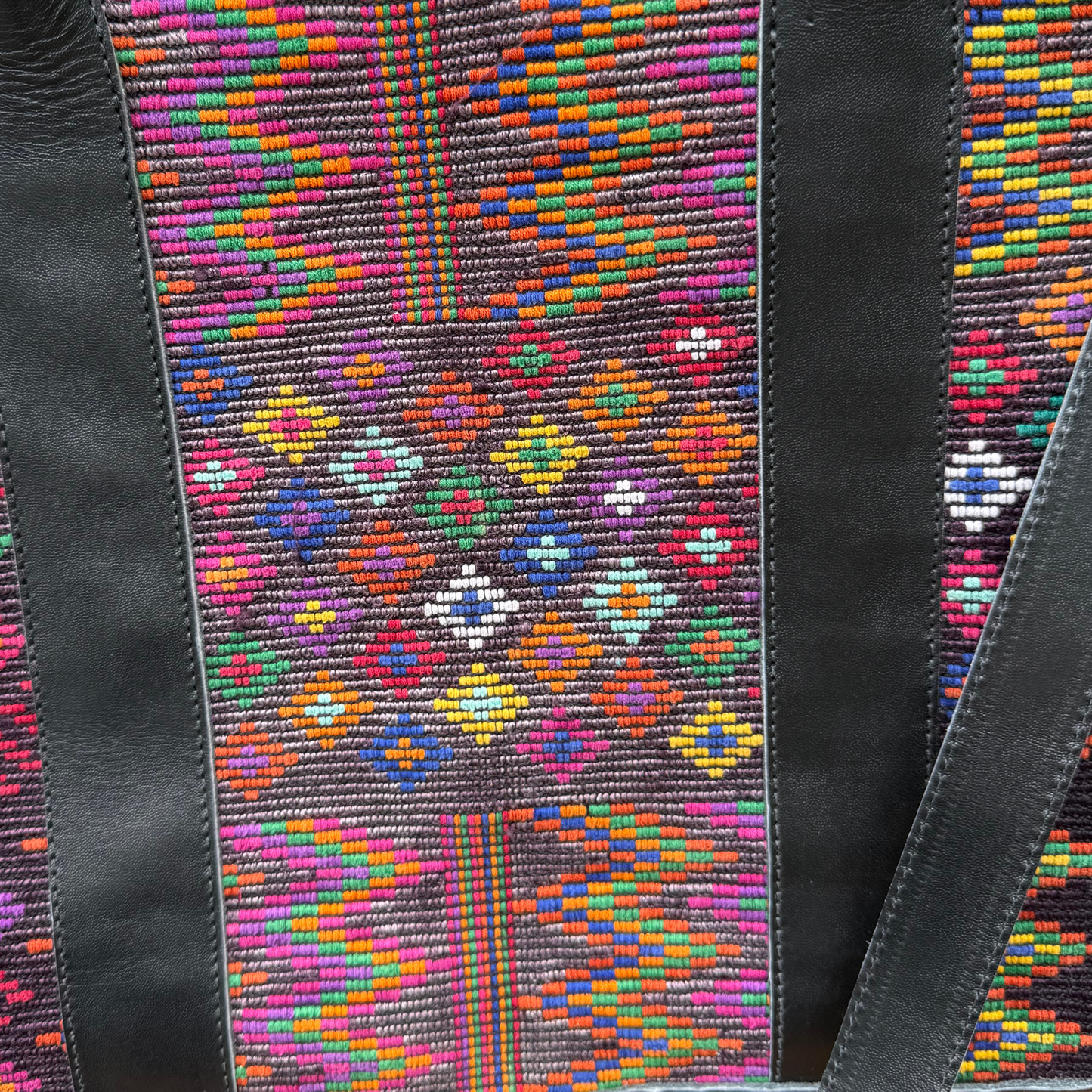 Handwoven Vintage Huipil Leather Tote and Crossbody