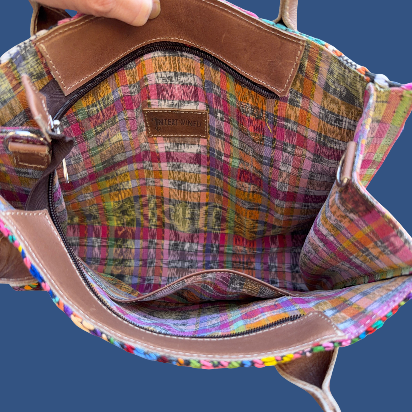 Handwoven Vintage Huipil Leather Tote and Crossbody