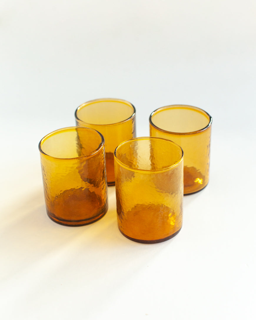 Handblown Hammered Glasses | Set of 4 - 6 oz