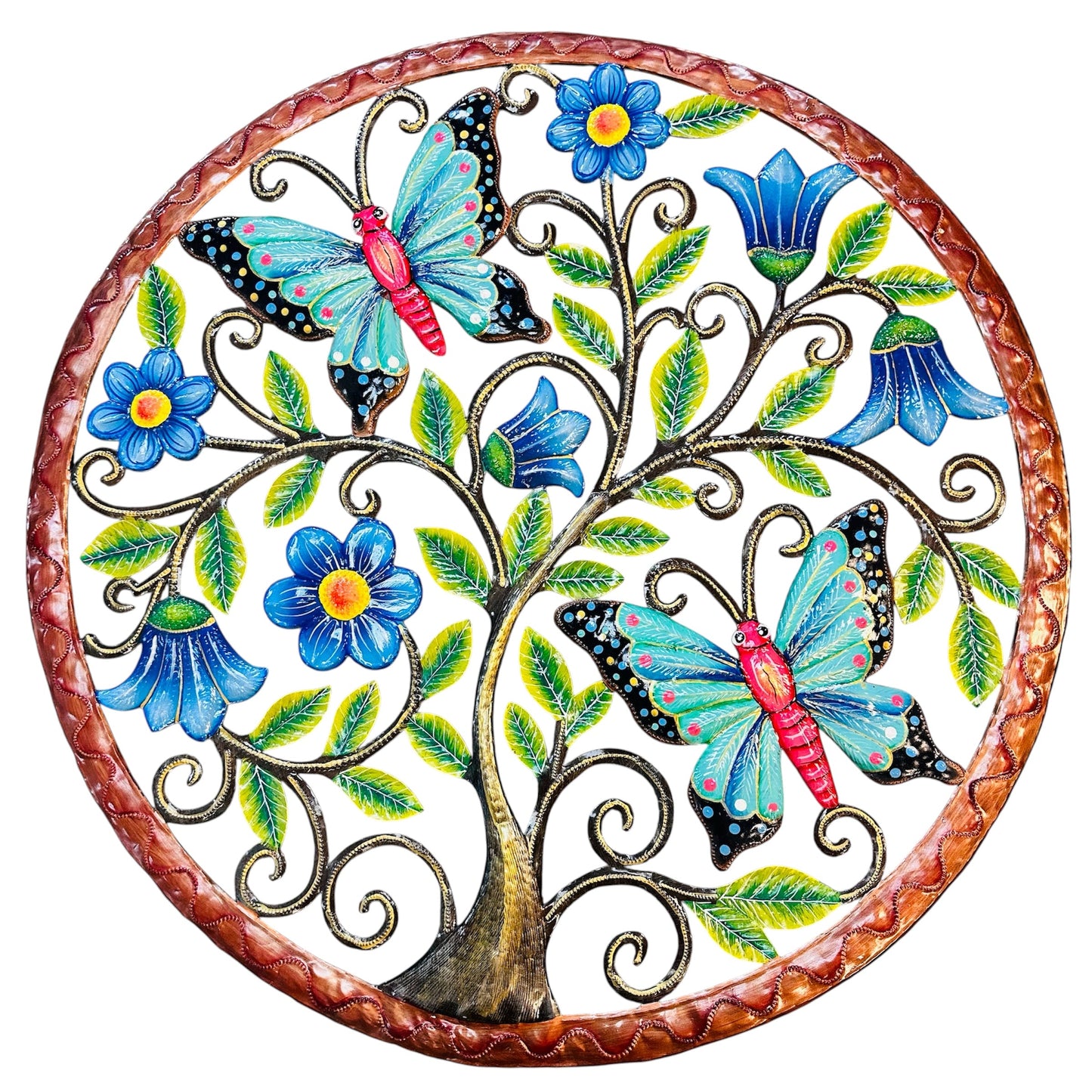 Jumbo Pink and Blue Butterflies and Flowers Round