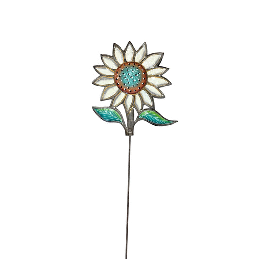Daisy Garden Stake- White/Blue