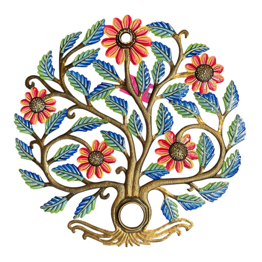 Blooming Flowers Tree of Life Oil Drum Top