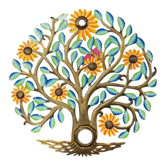 Sun Flowers Tree of Life Oil Drum Top