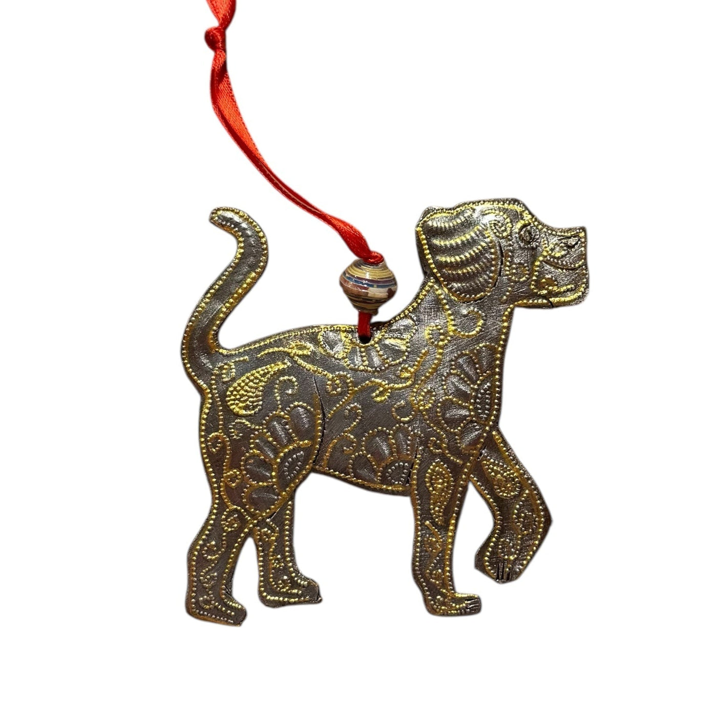 Happy Dog Ornament- Gold