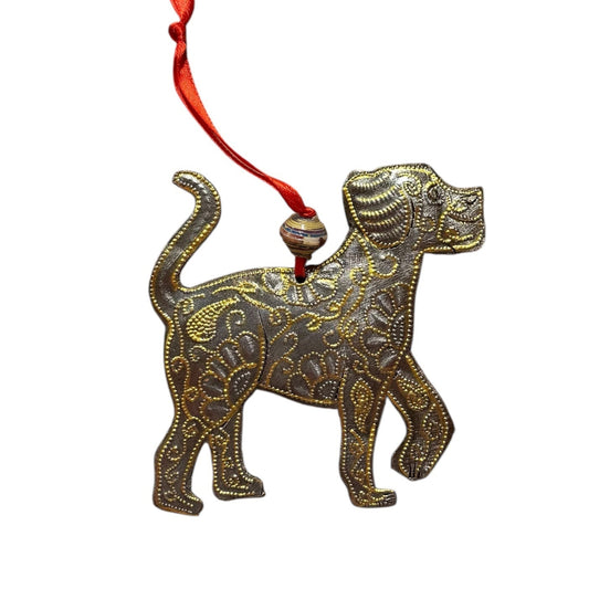 Happy Dog Ornament- Gold